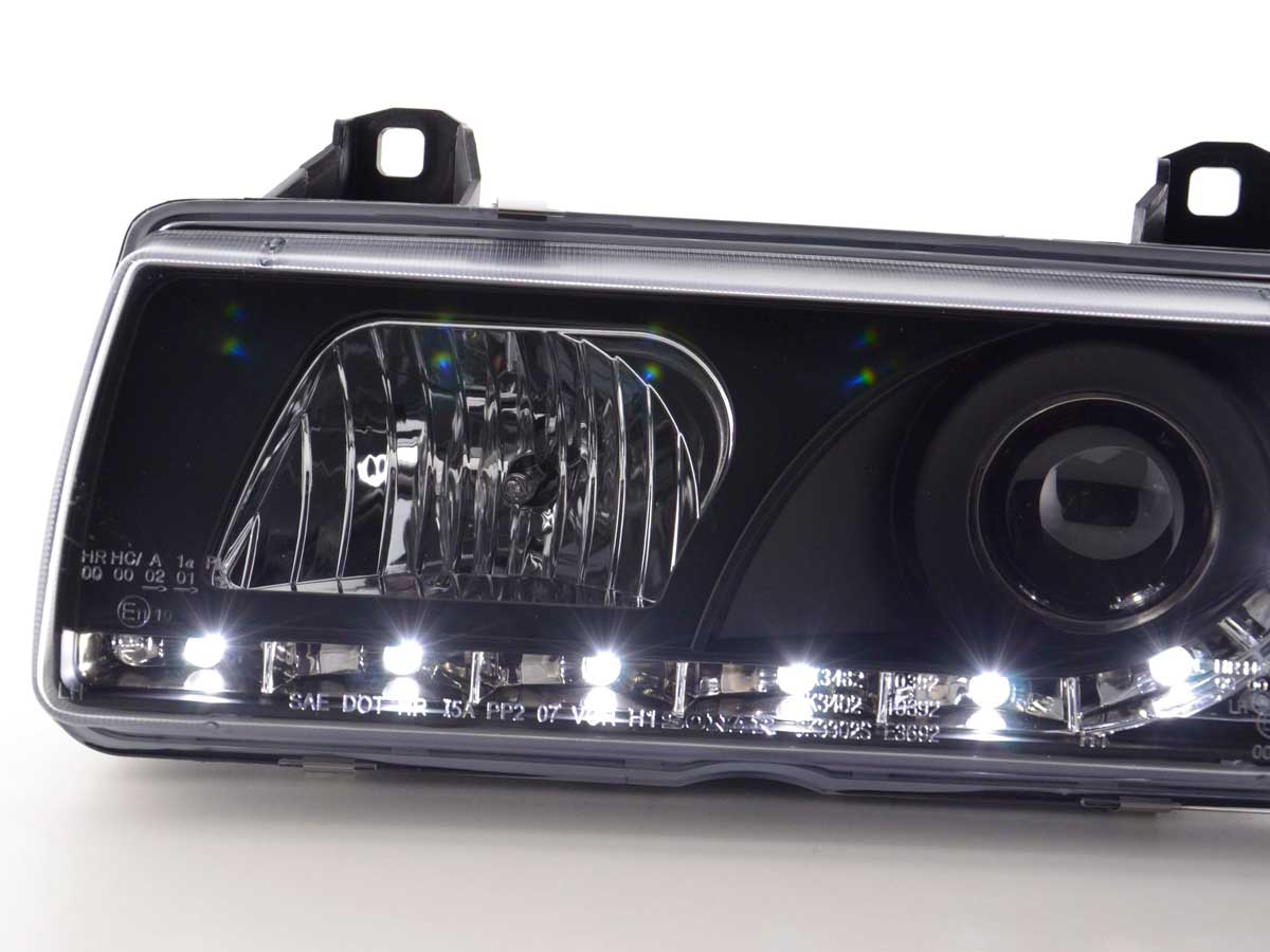 Faros delanteros LED DRL look BMW Serie 3 Berlina E36 92-98 negro - Image 6