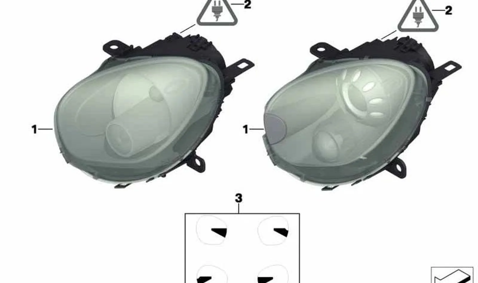 Faro delantero derecho con indicador de dirección blanco OEM 63129801036 para MINI Countryman R60, Paceman R61. Original MINI.