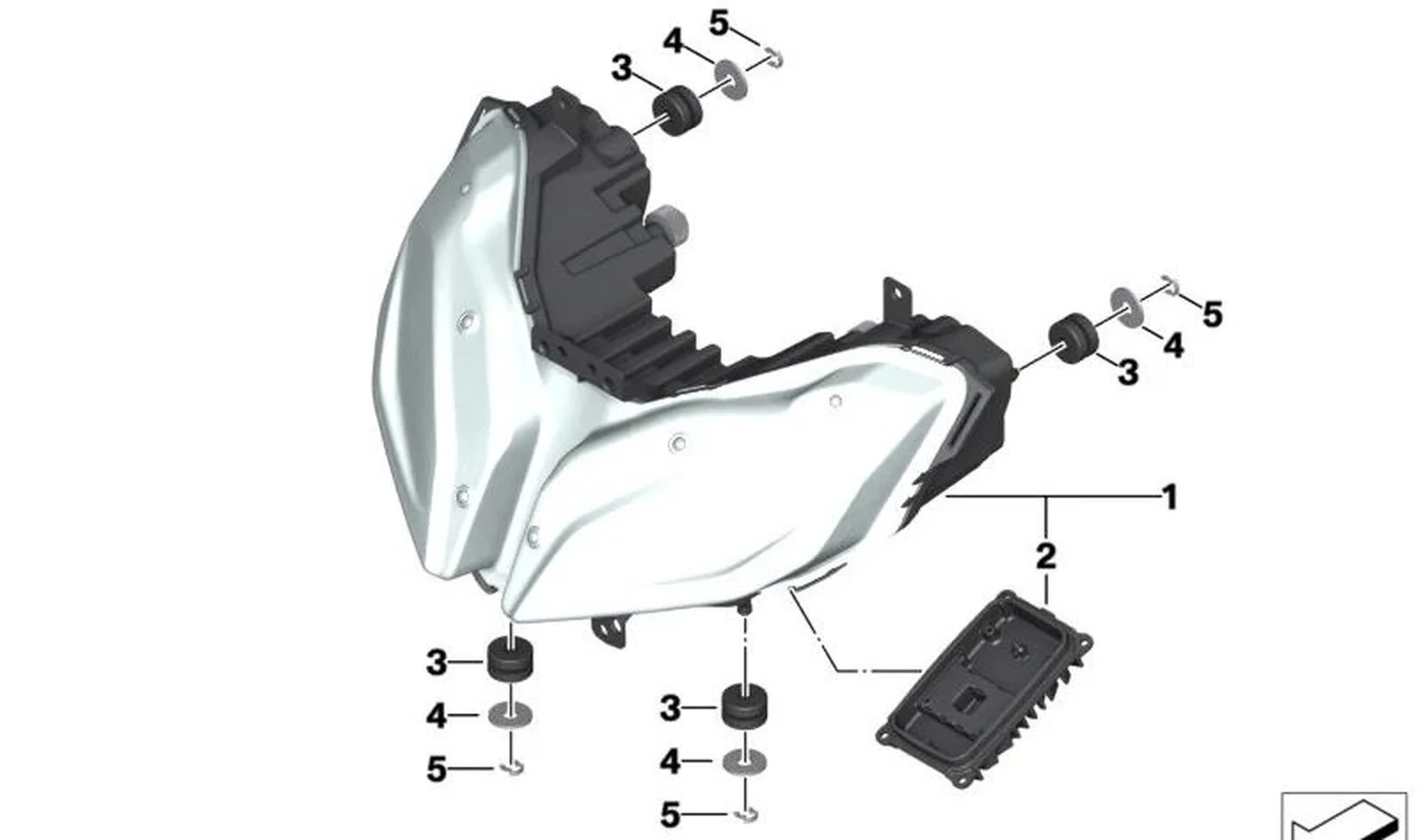 Faro LED delantero OEM 63128395690 para motos BMW F 900 XR (K84), F 900 XR A2 (K84). Original BMW Motorrad.