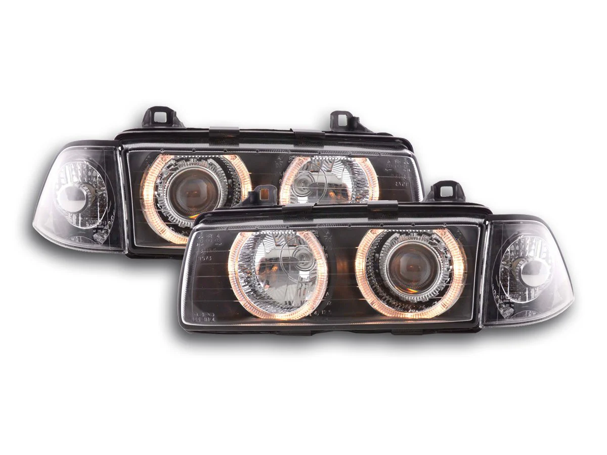 Faros delanteros con ojos de ángel BMW Serie 3 Coupé, Cabrio E36 92-98 negro