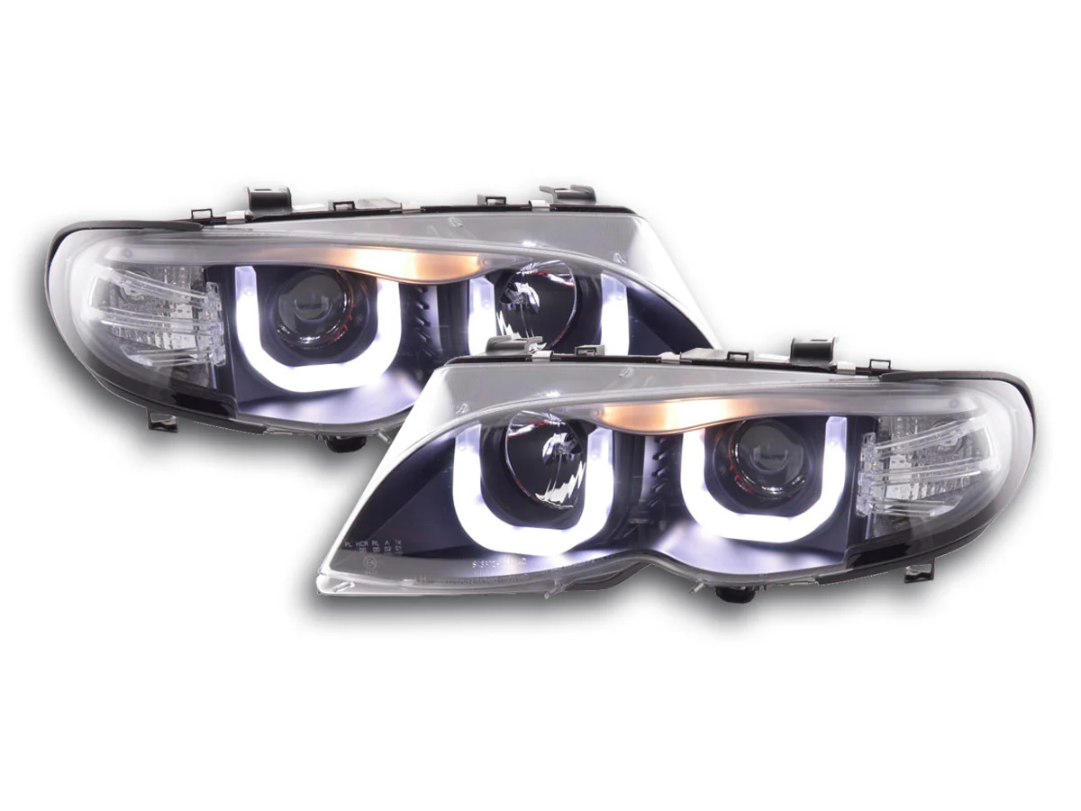 Faros Angel Eye para BMW Serie 3 E46 Berlina/Touring 02-05 en negro para modelos con volante a la derecha