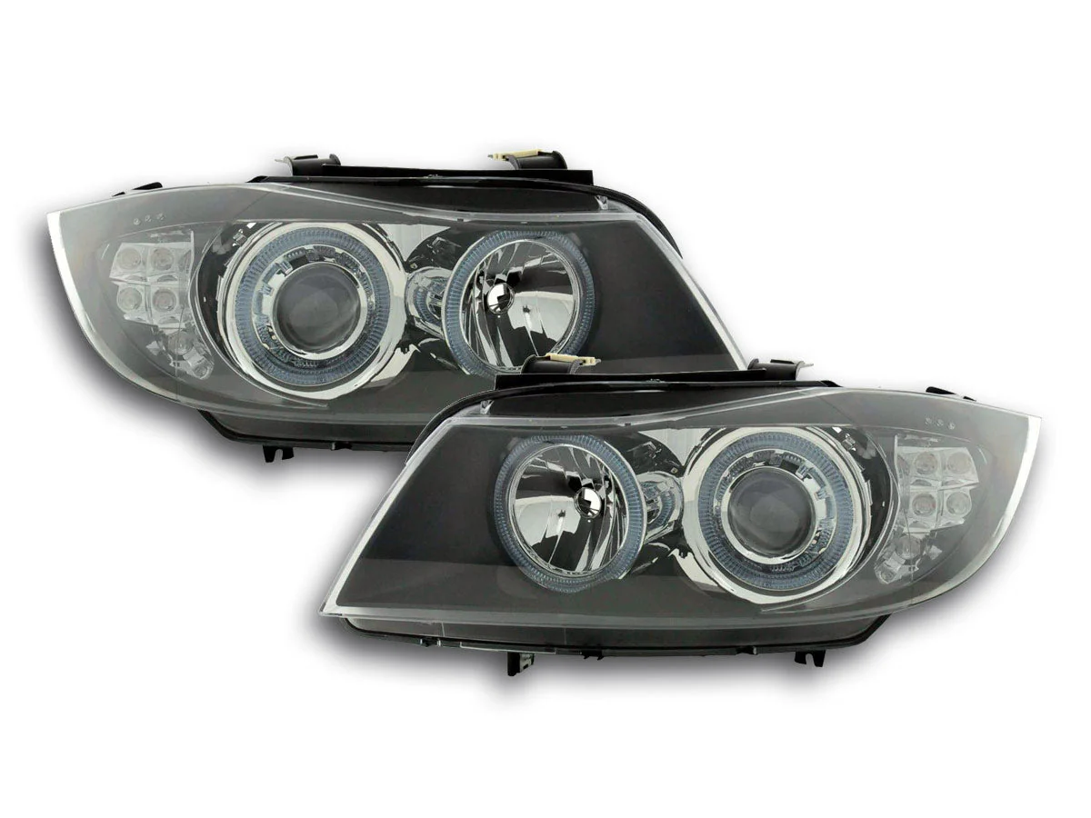 Faros delanteros con ojos de ángel BMW Serie 3 Berlina / touring E90 / E91 05-08 negro