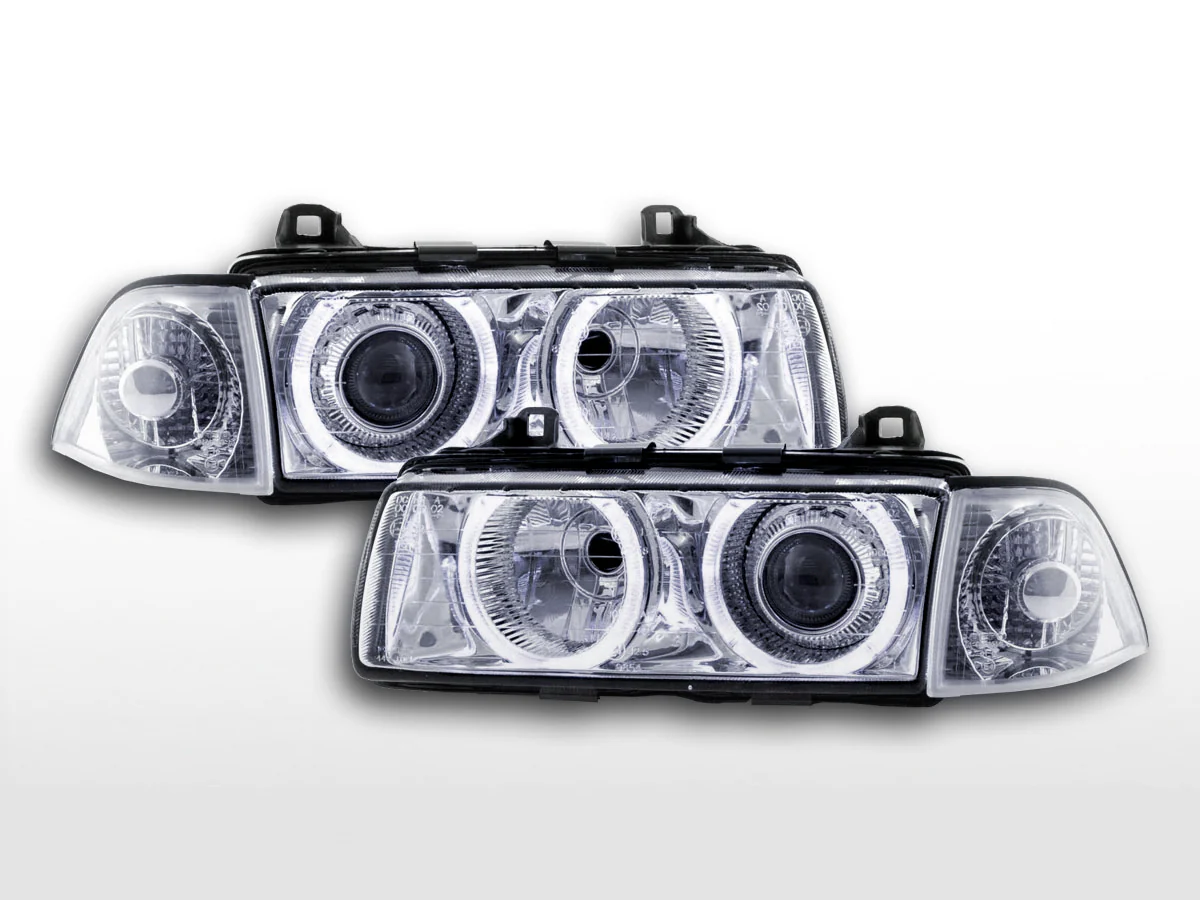 Faros delanteros de xenón con óptica ojos de angel para BMW Serie 3 Coupé E36 año 92-98 cromado