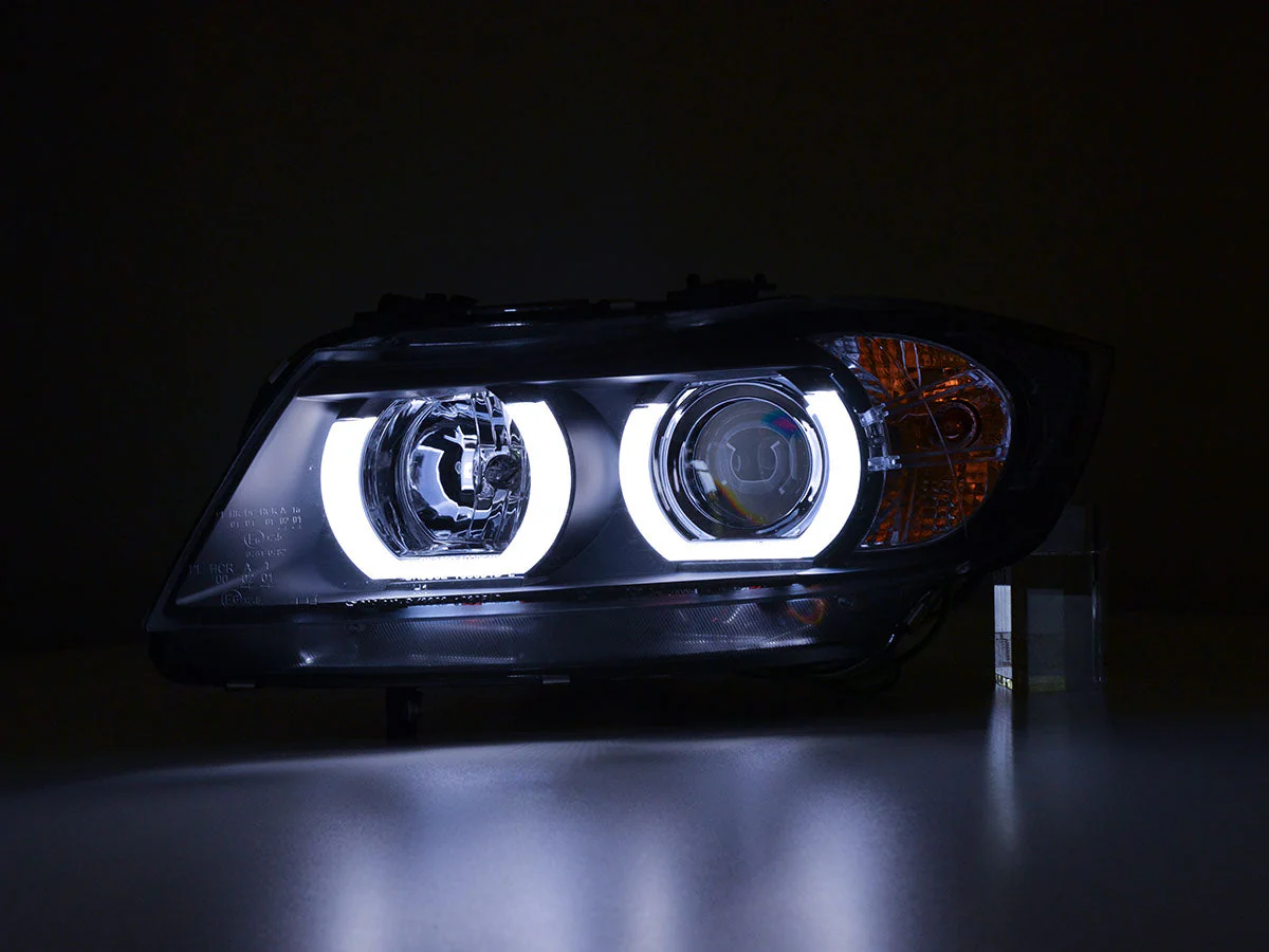 Faros delanteros delanteros Xenón Luz diurna LED DRL look BMW Serie 3 E90 / E91 05-08 negro