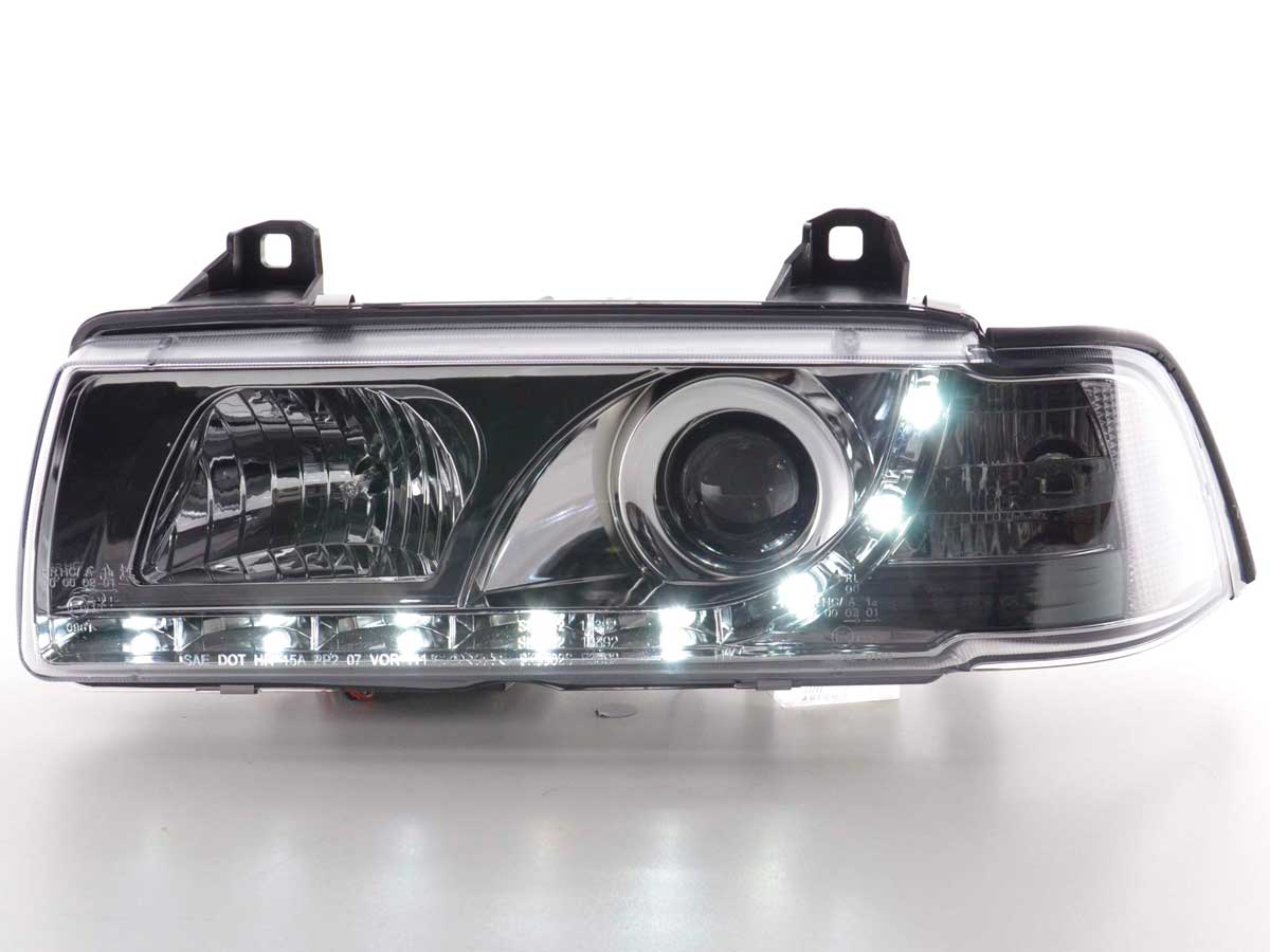 Faros delanteros LED BMW Serie 3 E36 Berlina / Touring cromados para volante a la derecha - Image 2