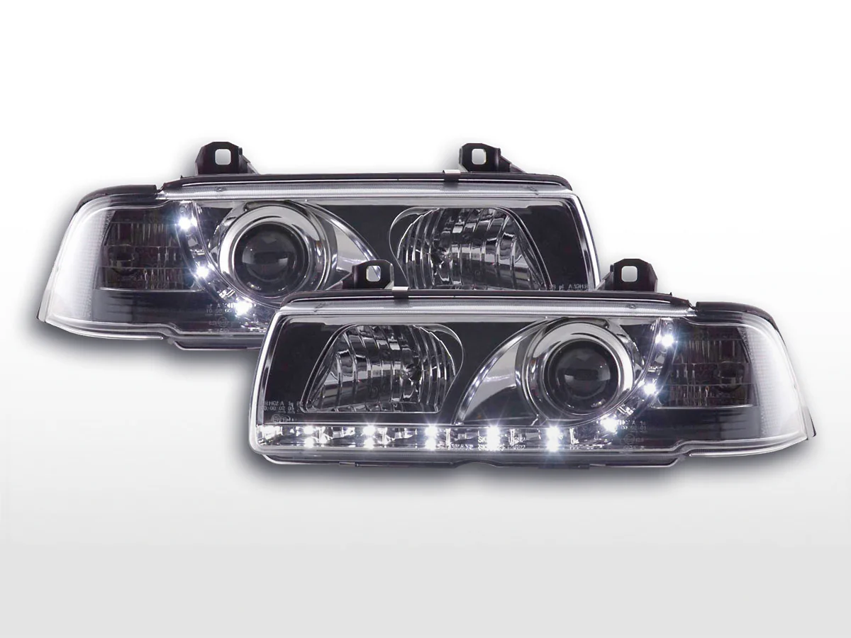 Faros delanteros LED con aspecto DRL BMW Serie 3 Coupé, Cabrio E36 92-98 cromado