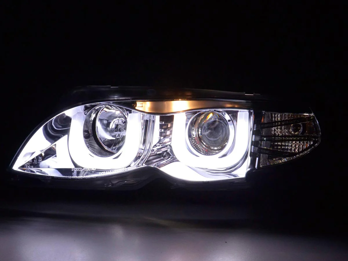 Faros delanteros LED con aspecto DRL para BMW Serie 3 E46 Berlina/Touring 02-05 cromados para volante a la derecha - Image 3