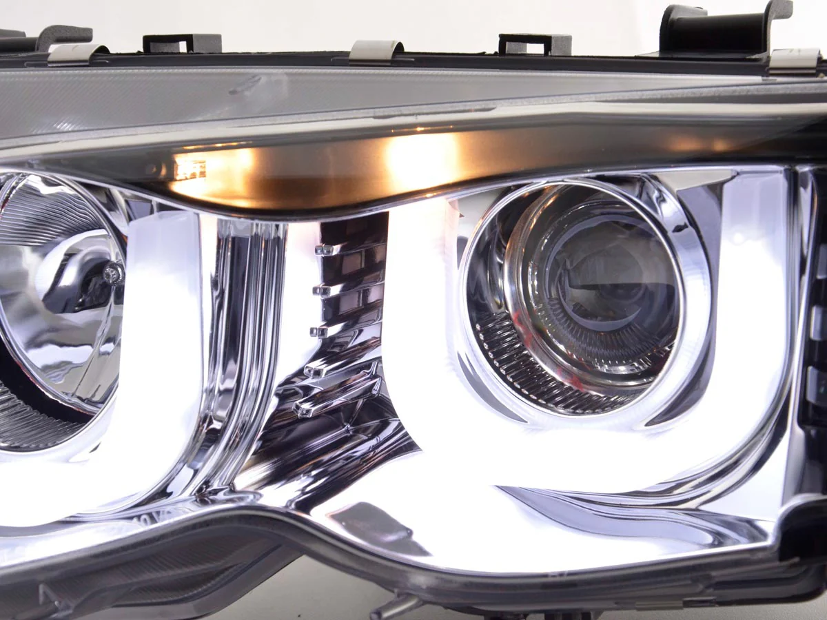 Faros delanteros LED con aspecto DRL para BMW Serie 3 E46 Berlina/Touring 02-05 cromados para volante a la derecha - Image 5