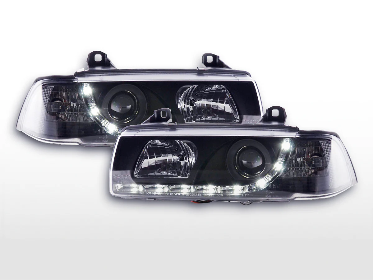 Faros delanteros LED para BMW Serie 3 E36 Coupé/Cabrio 92-98 en negro para volante a la derecha