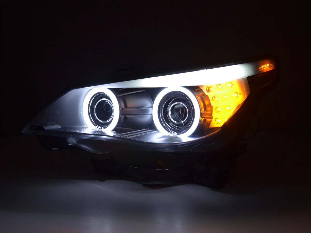Faros delanteros xenón ojos de angel CCFL BMW Serie 5 E60 / E61 05-08 negro para volante a la derecha - Image 4