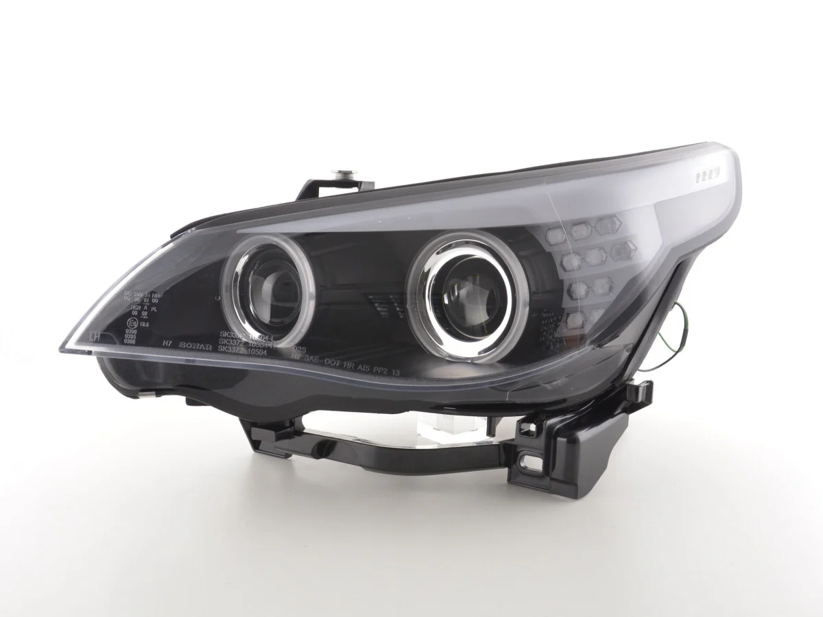 Faros delanteros xenón ojos de angel CCFL BMW Serie 5 E60 / E61 05-08 negro para volante a la derecha - Image 5