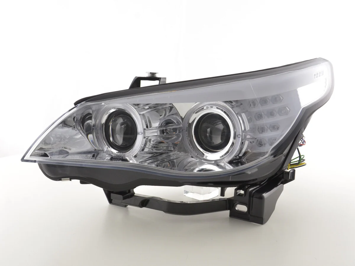 Faros delanteros xenón ojos de angel LED BMW Serie 5 E60 / E61 05-07 cromados - Image 5