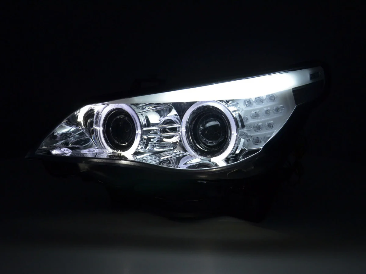 Faros xenon ojos de angel LED BMW Serie 5 E60 / E61 03-04 cromo - Image 3