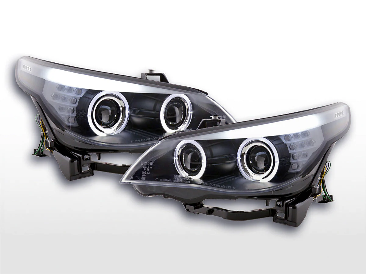 Faros xenon ojos de angel CCFL BMW Serie 5 E60 / E61 05-08 negro