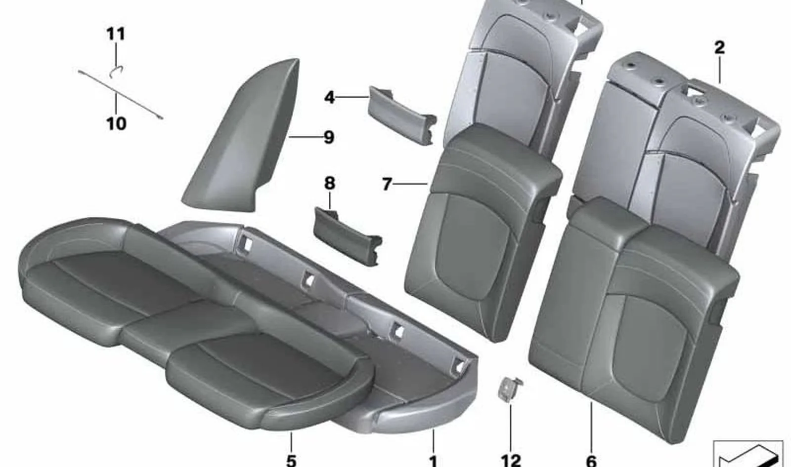 Funda de asiento de cuero azul OEM 52207939432 para MINI Clubman F54 (11/2014 - 07/2019). Original MINI.