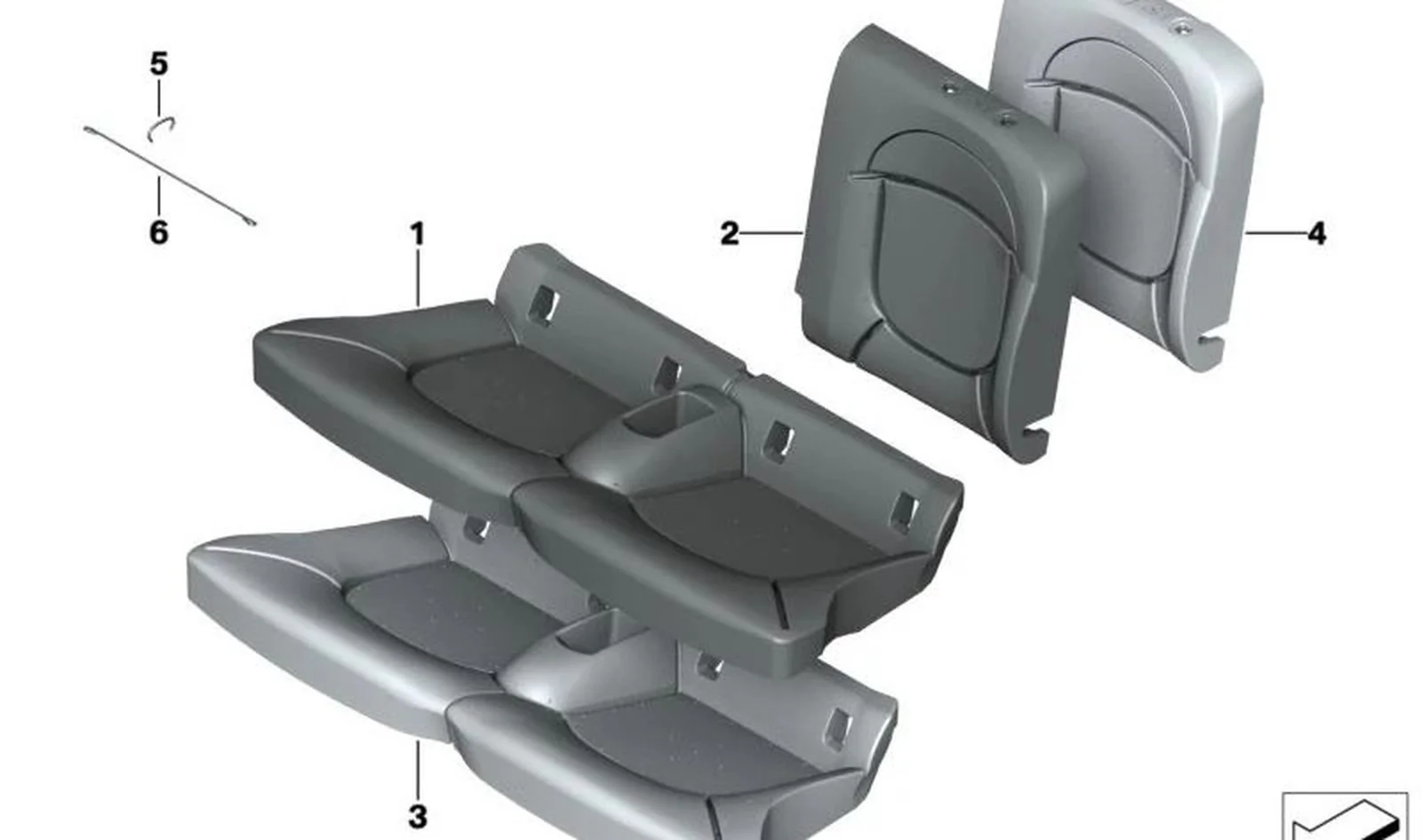 Funda de asiento de cuero gris satinado OEM 52207939578 para MINI F57 Cabrio (2014-2021). Original MINI.