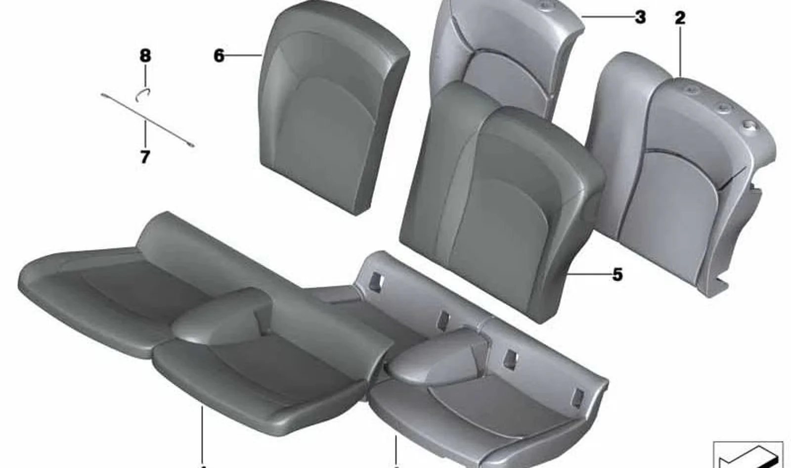 Funda de asiento de cuero NYM1 MALT BROWN OEM 52207948970 para MINI F56, F55, F55 LCI... y más. Original MINI.