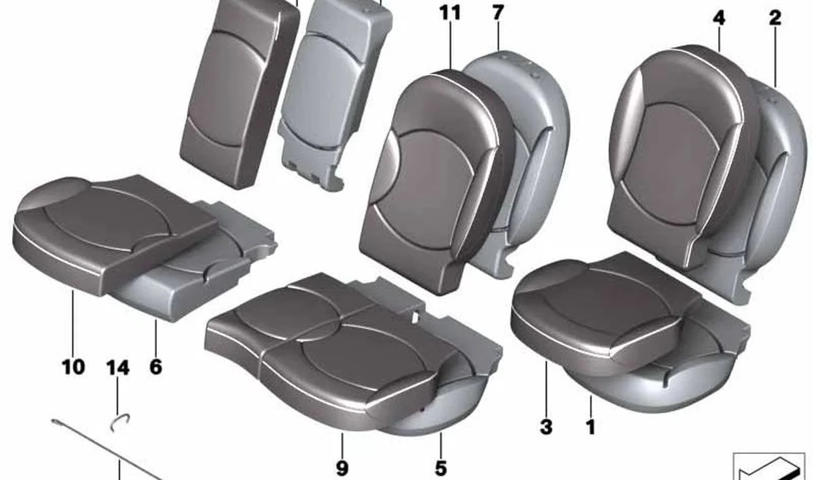 Funda de asiento izquierda APEI CARBON BL. OEM 52209809208 para MINI R56, R60... y más. Original MINI.