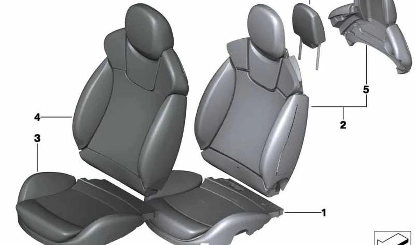 Funda de respaldo deportivo Recaro cuero derecho OEM 52107315522 para MINI R56 LCI, Clubman R55 LCI. Original MINI.