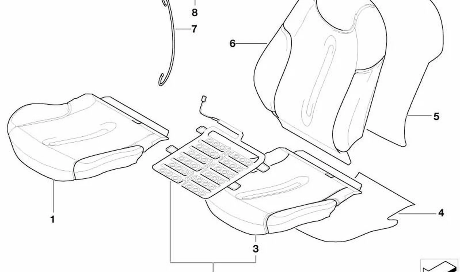 Funda respaldo asiento básico cuero izquierdo OEM 52107073091 para MINI R50, R53. Original MINI.