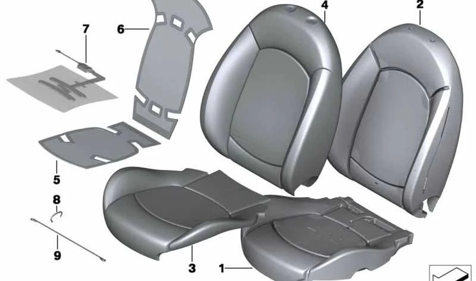 Funda respaldo deportivo tela derecha OEM 52109809930 para MINI Paceman R61 (03/2012 - 09/2016). Original MINI.