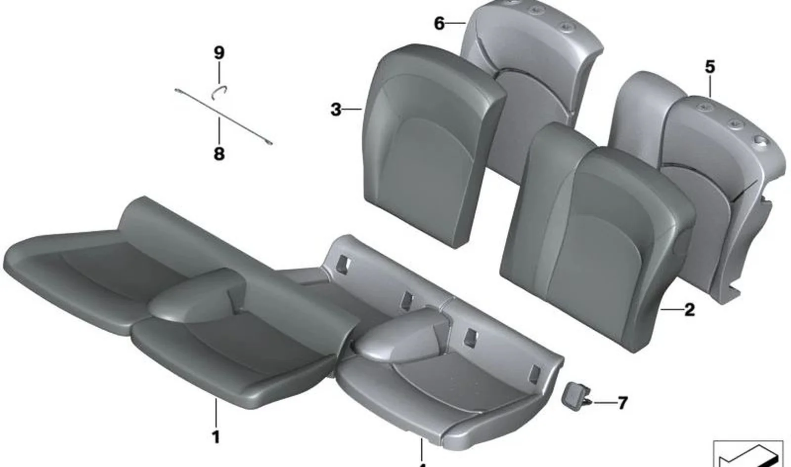 Funda respaldo tejido izquierda OEM 52207369125 para MINI F56, F56 BEV, F56 LCI, F56 BEV LCI. Original MINI.