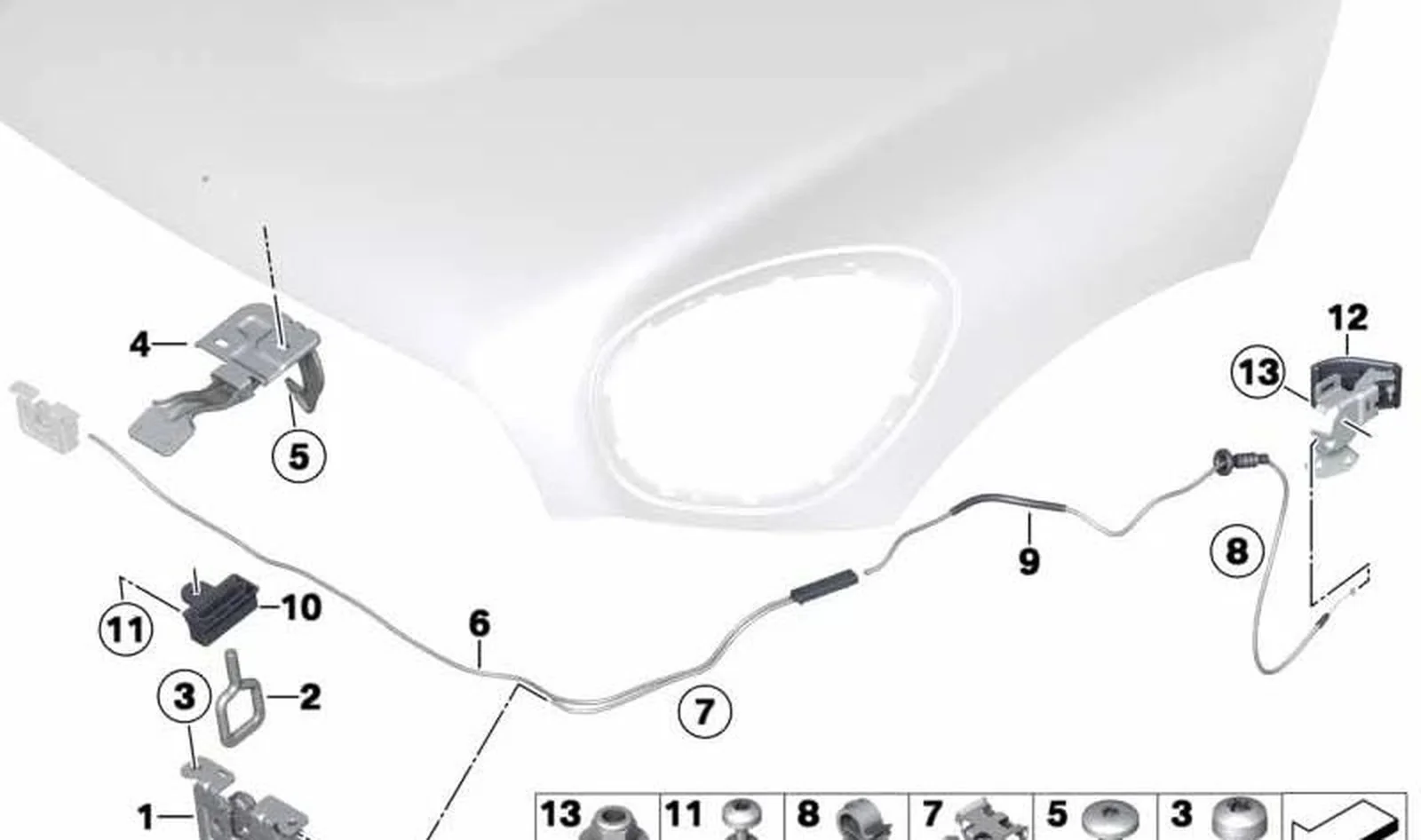 Gancho de seguridad capó delantero OEM 51239802763 para MINI Countryman R60, Paceman R61. Original MINI. - Image 2
