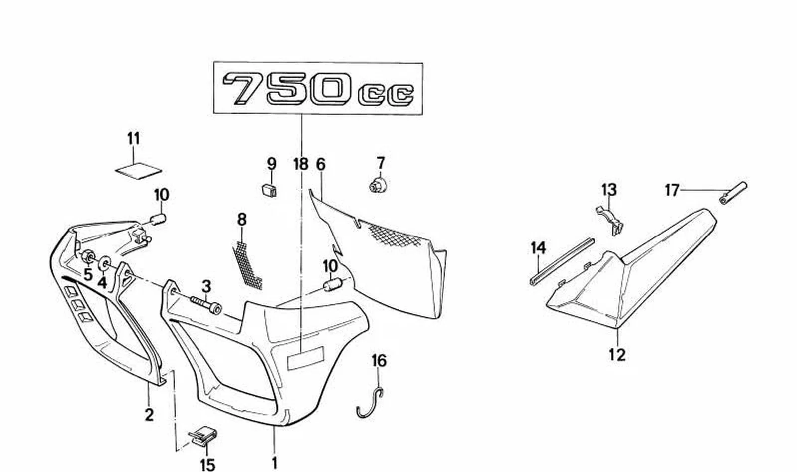 Gancho OEM 46631455397 para BMW K75, K75C, K75S, K75RT. Original BMW Motorrad.