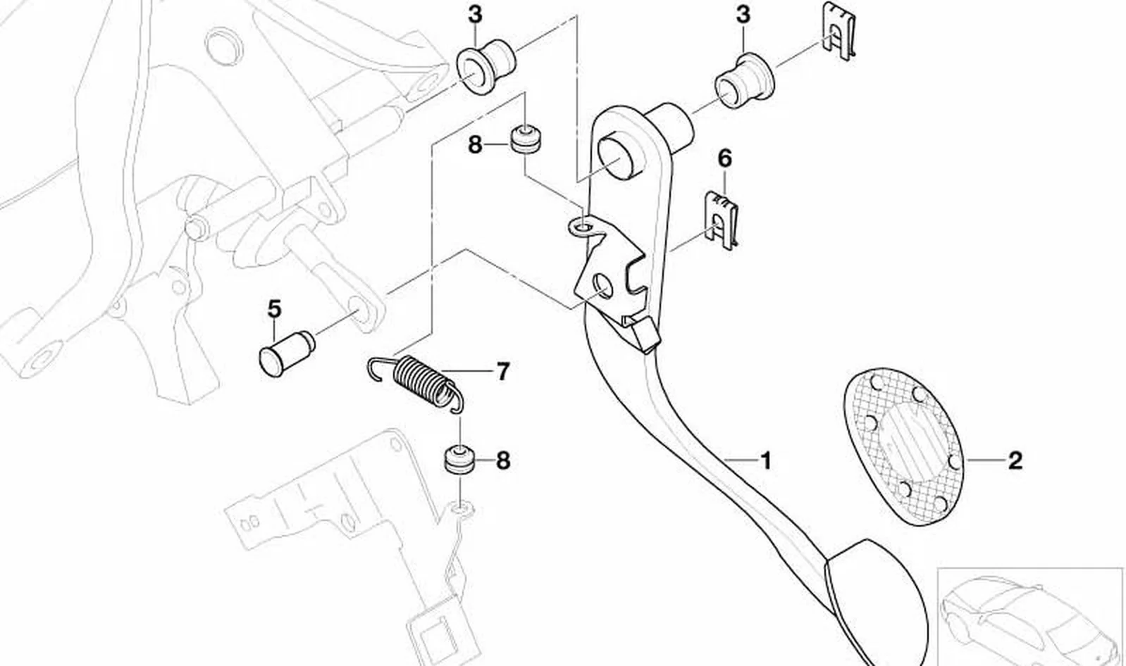 Goma pedal con plantilla en acero inoxidable OEM 35206758751 para MINI R53, R56, F56, Clubman F54, Cabrio R57, Countryman F60... y más. Original MINI. - Image 2