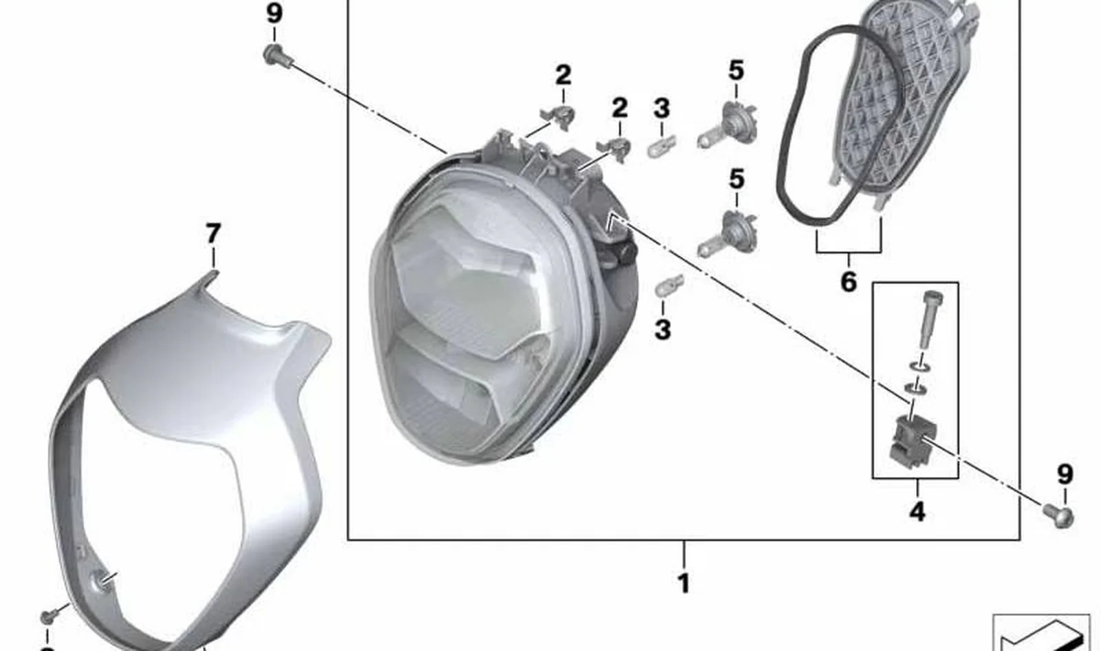 Grapa OEM 63128555097 para BMW Motorrad R1200R, R1250R. Original BMW Motorrad.