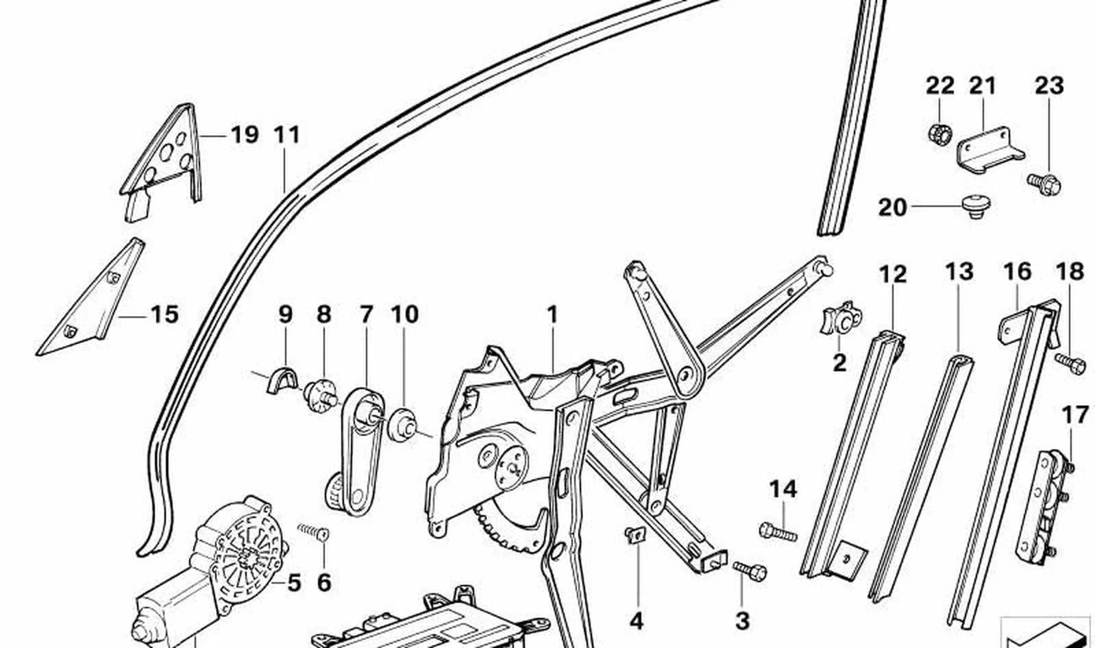 Guía cristal derecho OEM 51328146248 para BMW Serie 3 E36 (06/1993 - 08/2000). Original BMW. - Image 4