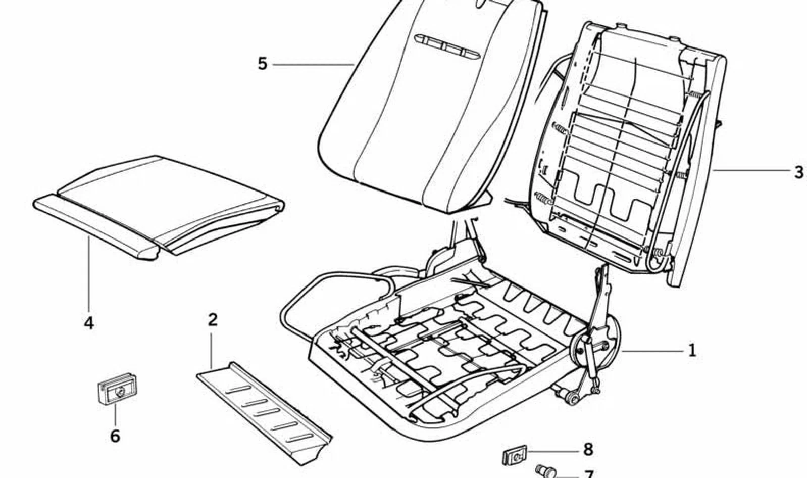 GuÃa de apoyamuslos de asiento OEM 52101940490 para BMW Serie 3 E30, Serie 5 E28, Serie 6 E24, Serie 7 E23. Original BMW. - Image 4