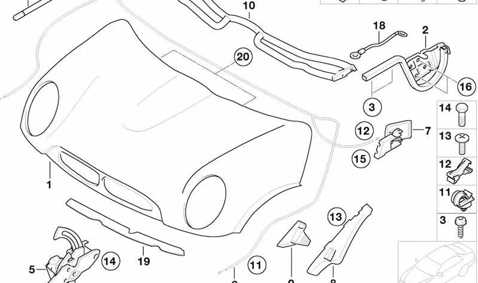 Guía izquierda superior OEM 51236800797 para MINI R50, R53, Cabrio R52. Original MINI. - Image 2