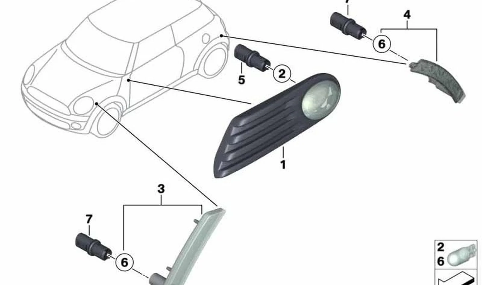 Indicador de dirección adicional derecho OEM 63137188614 para MINI R56, R56 LCI, Clubman R55, Cabrio R57... y más. Original MINI. - Image 2