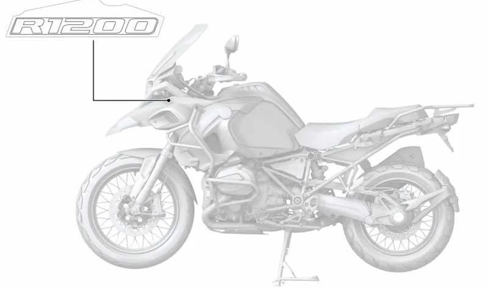 Inscripción derecha OEM 51148544494 para motos BMW R1200GS Adventure, R1250GS Adventure. Original BMW Motorrad.