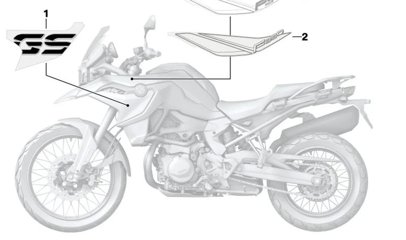Inscripción derecha "RALLYE" OEM 51149443254 para BMW Motorrad F 850 GS, F 900 GS (K81). Original BMW Motorrad.