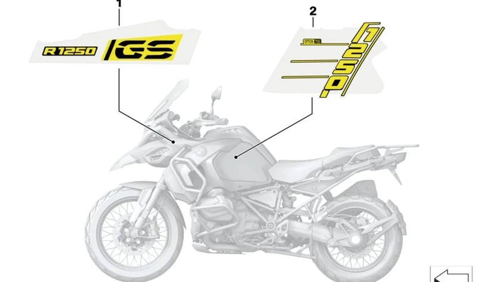 Inscripción guardabarros delantero derecho OEM 51141542020 para BMW Motorrad R 1200 GS Adv., R 1250 GS Adv. Original BMW Motorrad.