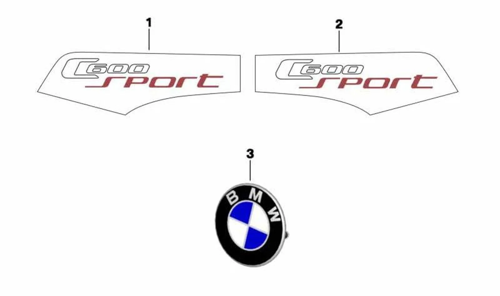 Inscripción izquierda OEM 51148523887 para motos BMW C 600 Sport, C 650 Sport. Original BMW Motorrad.