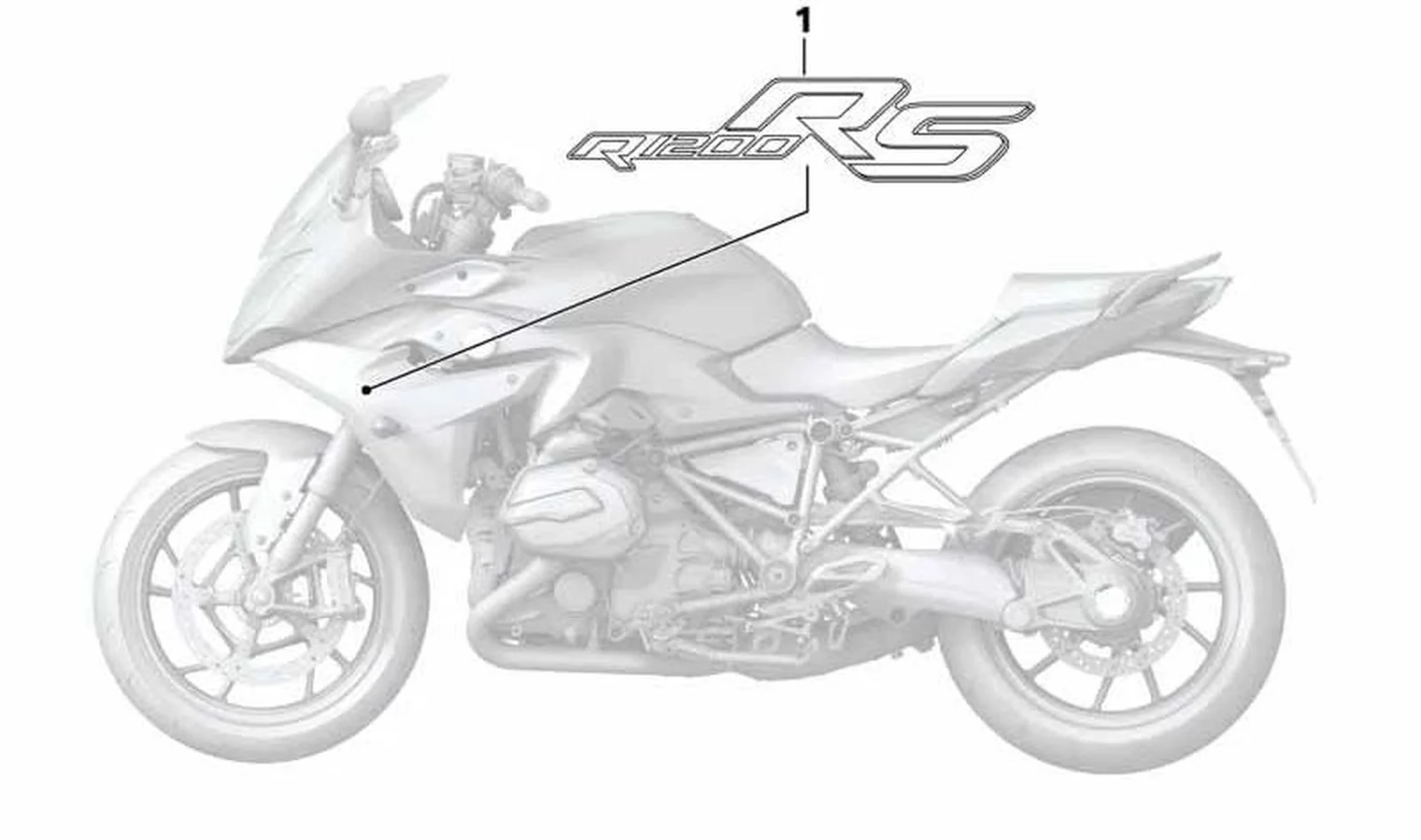 Inscripción izquierda OEM 51148545357 para motos BMW R1200RS, R1250RS. Original BMW Motorrad.