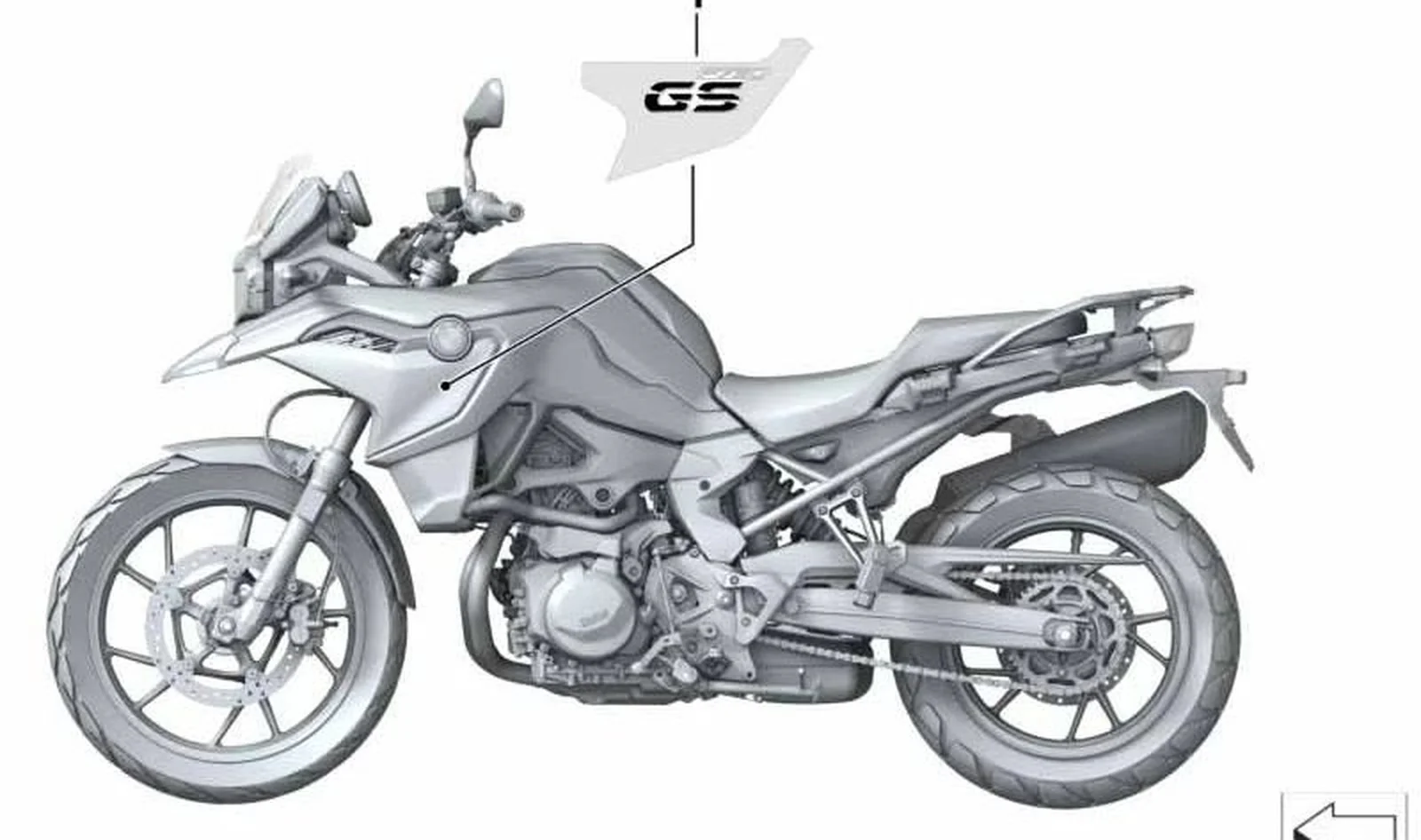 Inscripción izquierda OEM 51148565149 para motos BMW F 750 GS, F 800 GS. Original BMW Motorrad.
