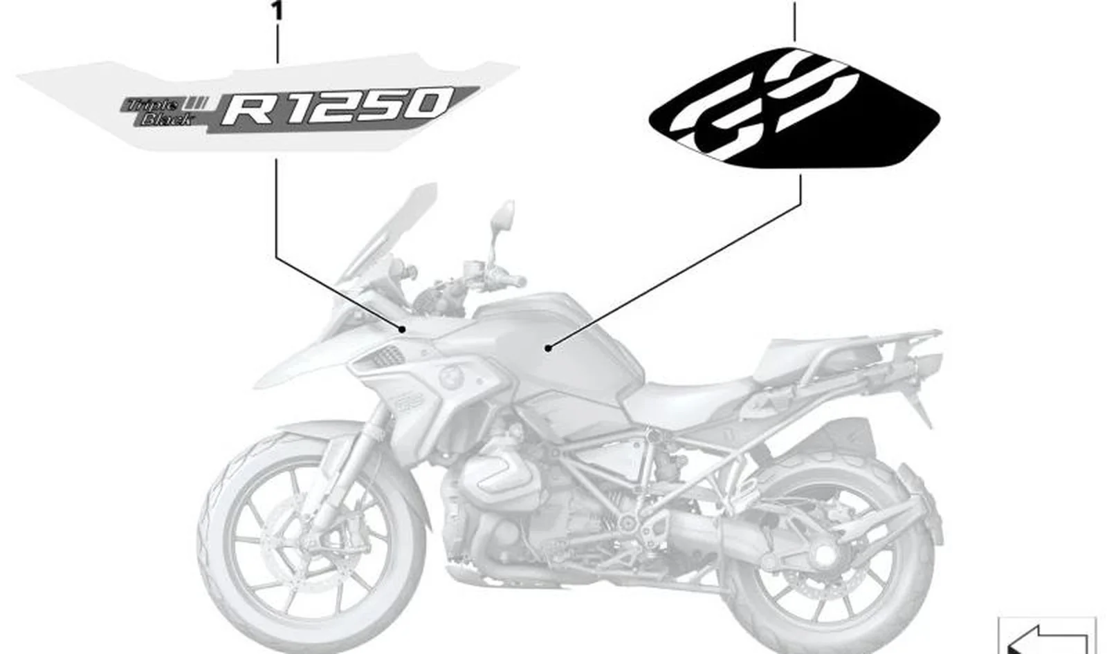 Inscripción revestimiento lateral derecho OEM 51149457796 para BMW R 1200 GS, R 1250 GS. Original BMW Motorrad.