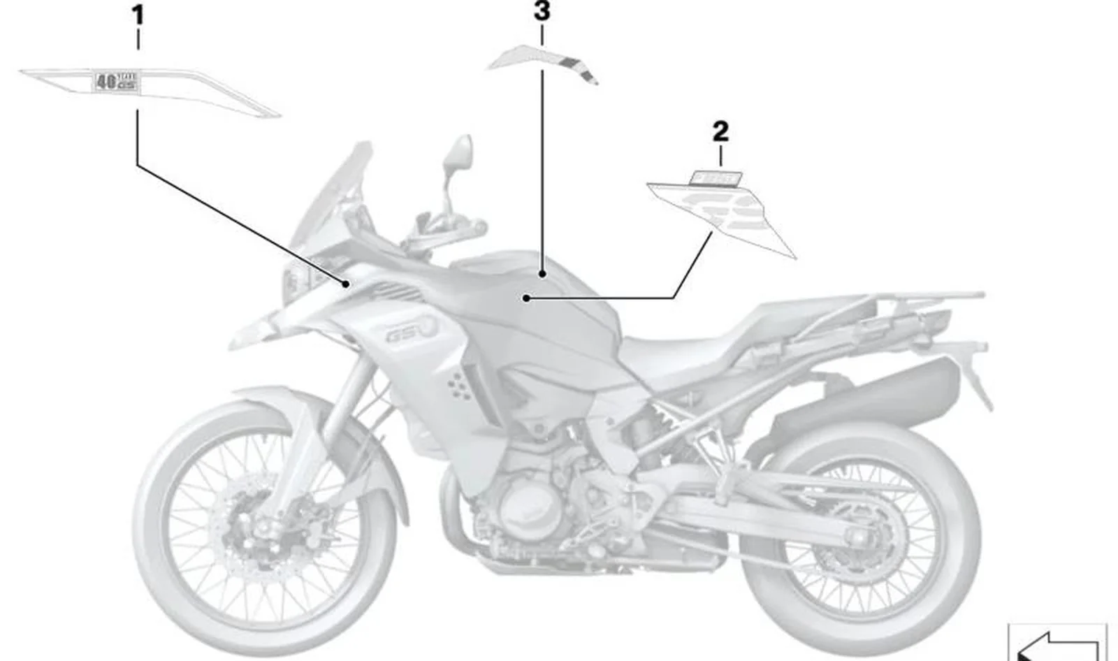 Inscripción revestimiento lateral derecho OEM 51149829444 para BMW Motorrad F 850 GS Adventure, F 900 GS Adventure. Original BMW Motorrad.