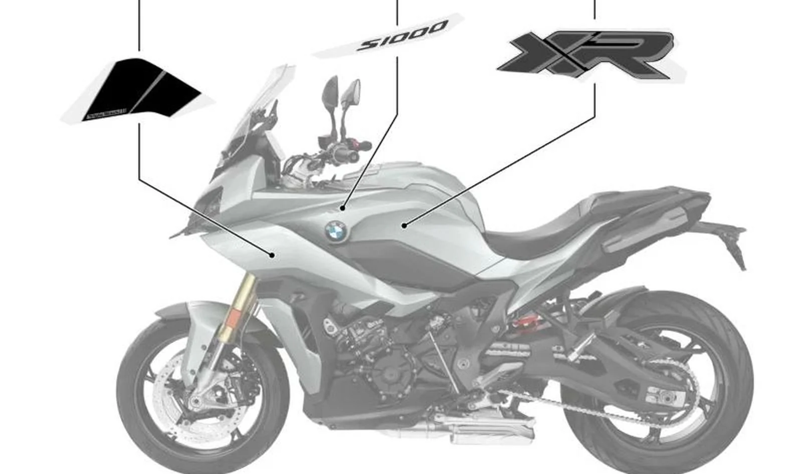 Inscripción revestimiento lateral izquierdo OEM 51147925477 para BMW Motorrad S 1000 XR (K69). Original BMW Motorrad.