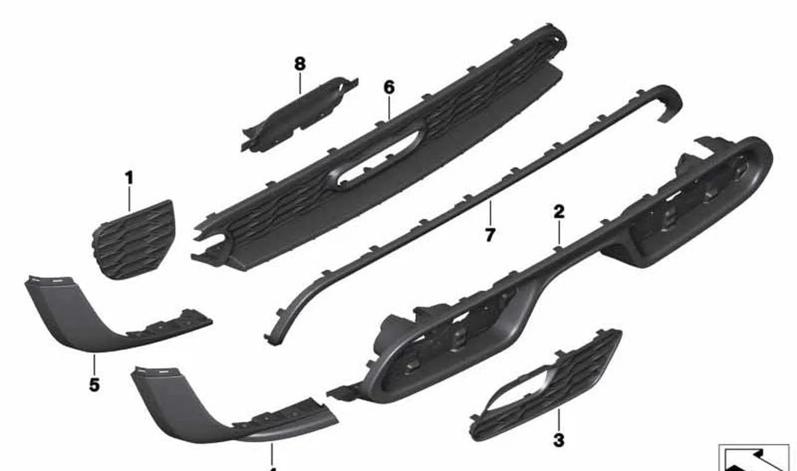 Inserción de parachoques trasero OEM 51127351654 para MINI F56, F57. Original MINI.