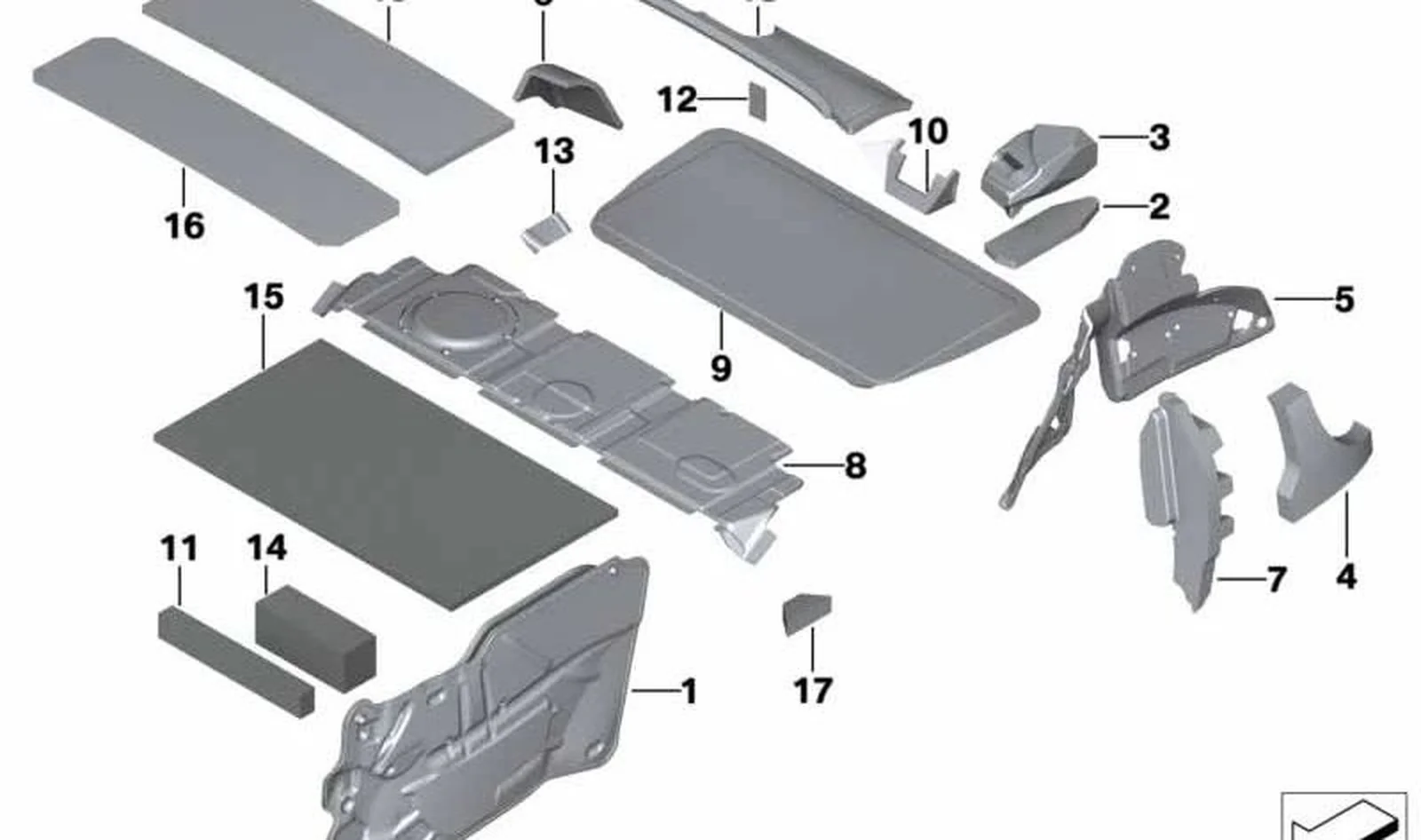 Insonorización fondo compartimento OEM 51489807318 para MINI Countryman R60, Paceman R61. Original MINI.