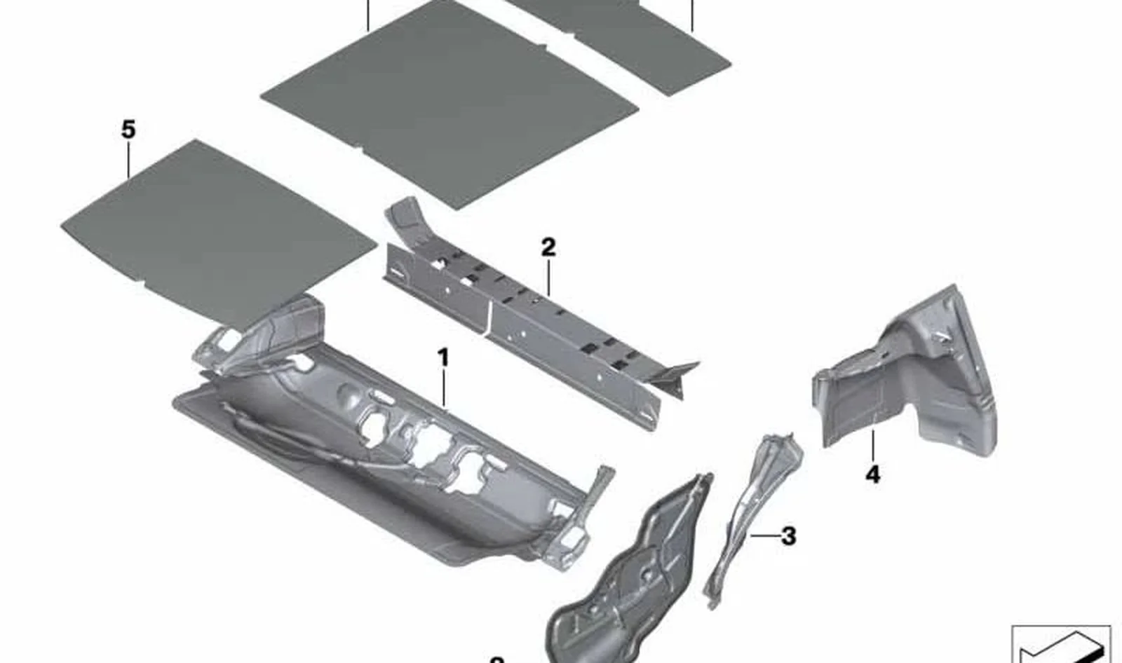 Insonorización pasarruedas maletero izquierdo OEM 51487360779 para MINI Clubman F54 (2014-2019), F54 LCI (2018-2024). Original MINI.