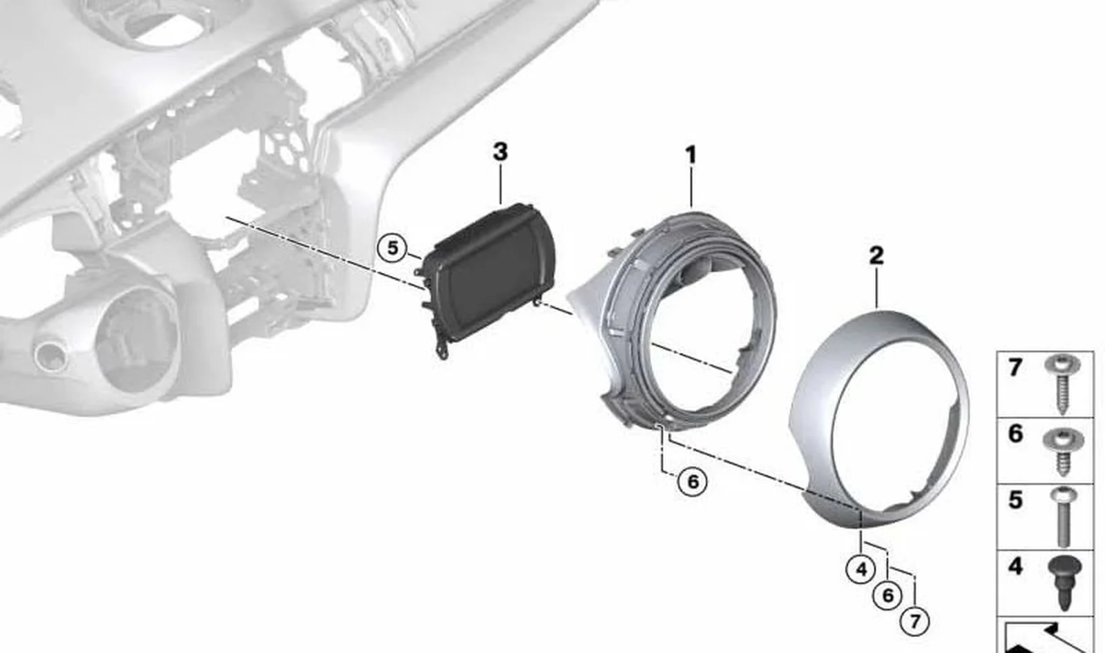 Instrumento central OEM 65508716071 para MINI Clubman F54 LCI, Countryman F60 LCI (05/2018 - 02/2024). Original MINI.