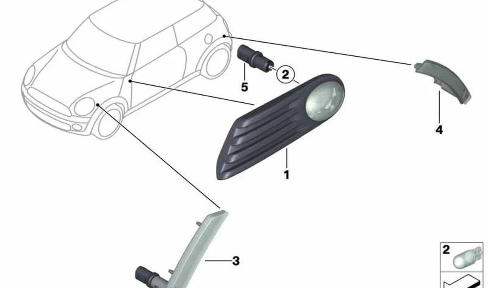 Intermitente adicional amarillo derecho OEM 63137260202 para MINI R56 LCI, Clubman R55 LCI, Cabrio R57 LCI, Coupé R58, Roadster R59. Original MINI. - Image 4
