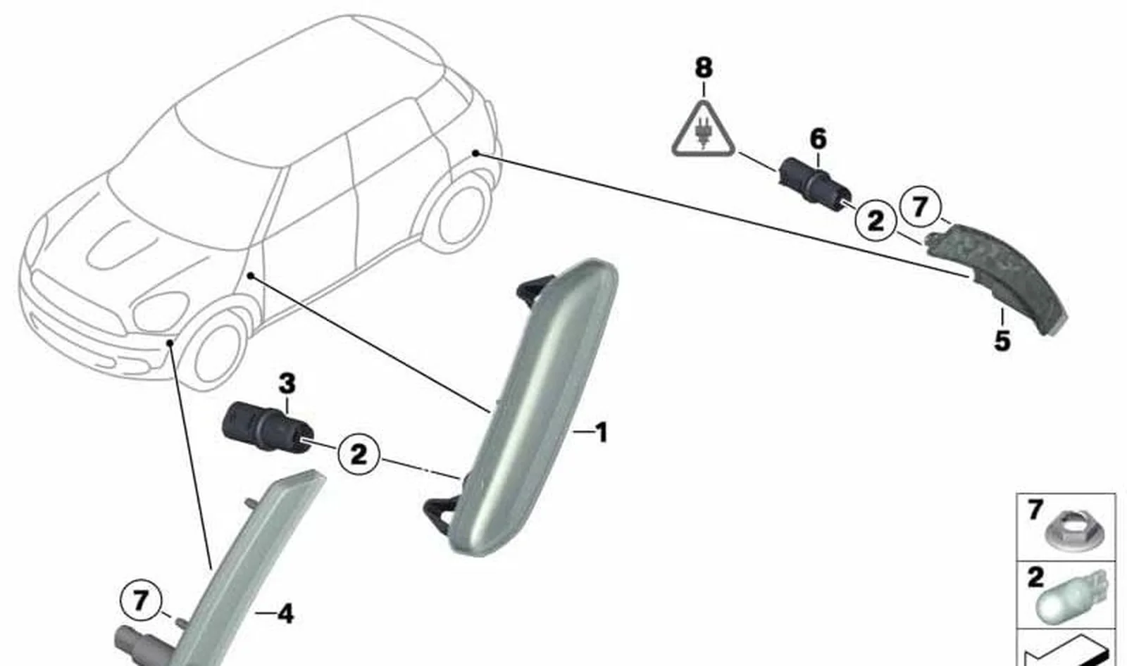 Intermitente adicional amarillo derecho OEM 63139802568 para MINI Countryman R60, Paceman R61. Original MINI. - Image 4
