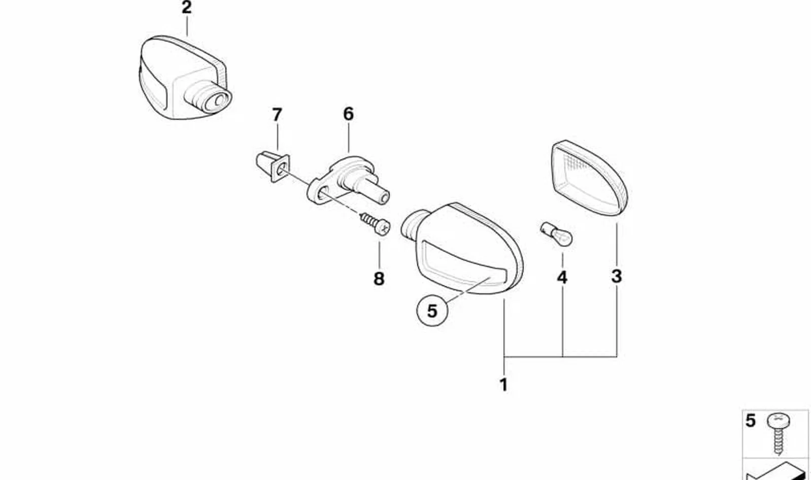 Intermitente blanco delantero OEM 63137658963 para motos BMW K1200GT, R1150GS, R1100S... y más. Original BMW Motorrad.